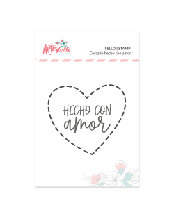 SELLO ACRILICO CORAZON HECHO CON AMOR ARTESANA TALLER
