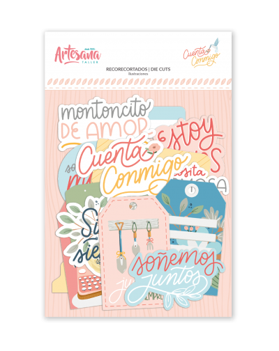 DIE CUTS FRASES, SOBRES Y TAGS CUENTA CONMIGO ARTESANA TALLER