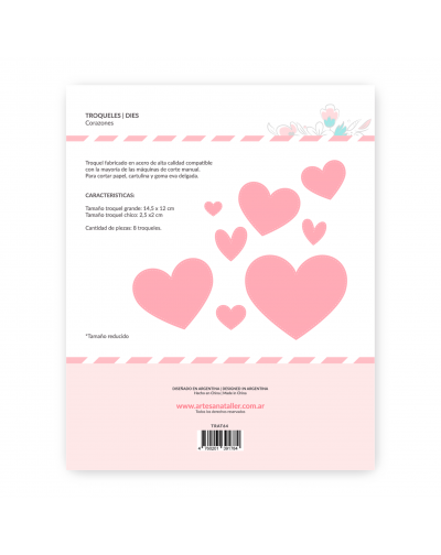 TROQUEL CORAZONES 8 PIEZAS ARTESANA TALLER