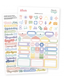 STICKERS ILUSTRACIONES DIARIO DE VIAJE ARTESANA TALLER