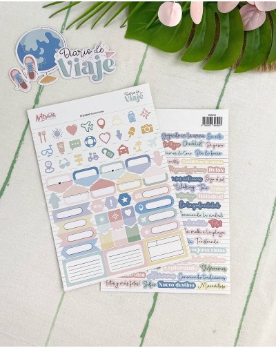 STICKERS ILUSTRACIONES DIARIO DE VIAJE ARTESANA TALLER