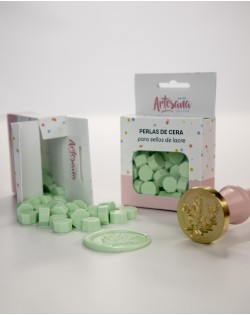 PERLAS PARA LACRE COLOR VERDE PASTEL ARTESANA TALLER
