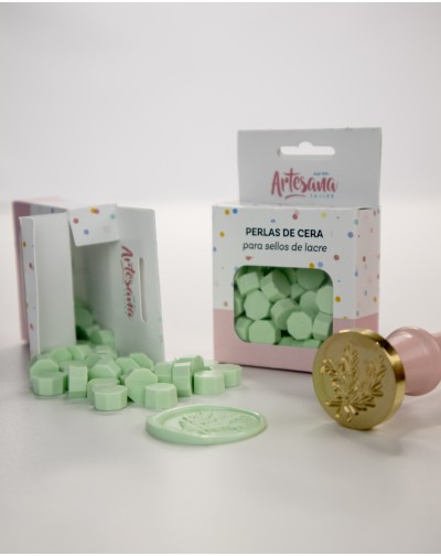 PERLAS PARA LACRE COLOR VERDE PASTEL ARTESANA TALLER