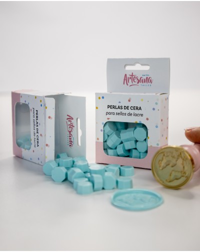 PERLAS PARA LACRE COLOR CELESTE ARTESANA TALLER