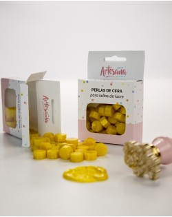 PERLAS PARA LACRE COLOR AMARILLO PERLADO  ARTESANA TALLER