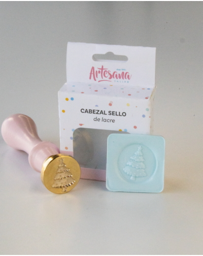 CABEZAL SELLO LACRE PINO NAVIDAD ARTESANA TALLER