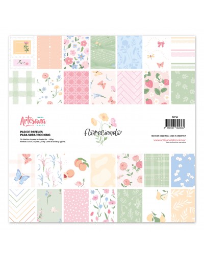 PAD DE PAPELES 28 HOJAS SIMPLE FAZ 12X12"  FLORECIENDO ARTESANA TALLER