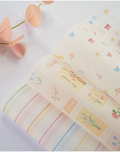 PACK VELLUM X 3 HOJAS ESTAMPILLAS FLORECIENDO ARTESANA TALLER