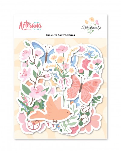 DIE CUTS ILUSTRACIONES FLORECIENDO ARTESANA TALLER