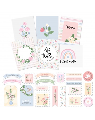 DIE CUTS ELEMENTOS Y TARJETAS VELLUM FLORECIENDO ARTESANA TALLER