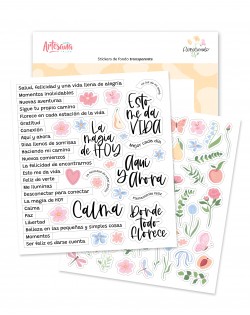 STICKERS DE FONDO TRANSPARENTE FLORECIENDO ARTESANA TALLER