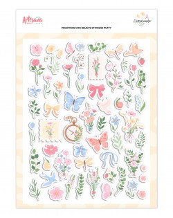 STICKER PUFFY FLORECIENDO ARTESANA TALLER