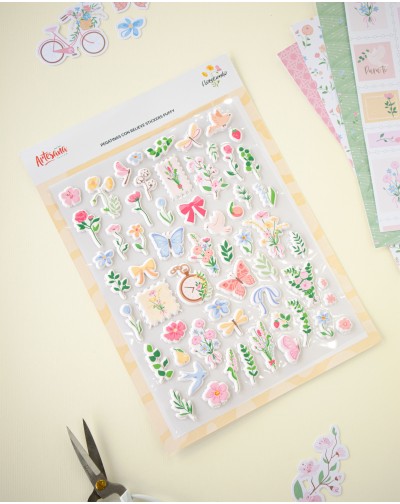 STICKER PUFFY FLORECIENDO ARTESANA TALLER