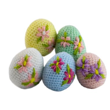 KIT PARA CROCHET 5 HUEVITOS BORDADOS ARTESANA TALLER